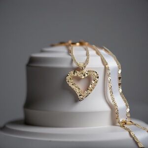 14k Gold plated Filigree Heart Pendant Necklace